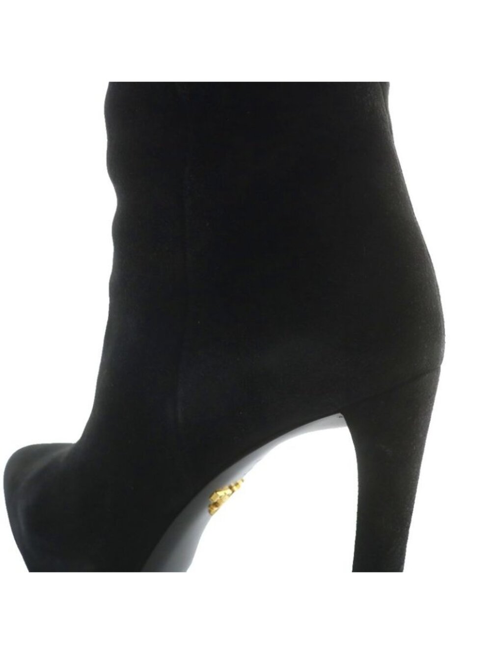 Prada Long Boots Suede Pointed Toe High Heel Side Zip 35 Black XZ - Picture 9 of 9